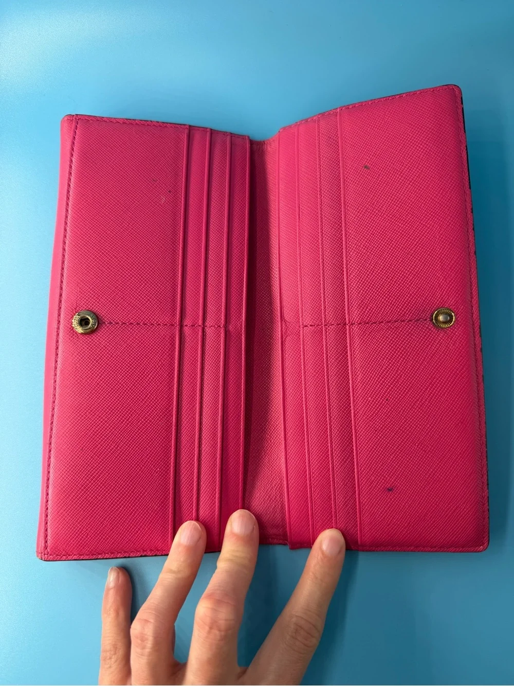 Mcm Visetos Leather Long Envelope Flap Wallet Hot Pink Card Slots Zipper